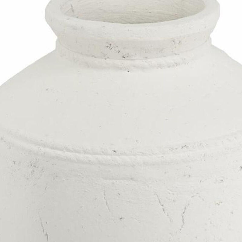 HomeRoots 14" White Terracotta Round Jug Vase image number 3