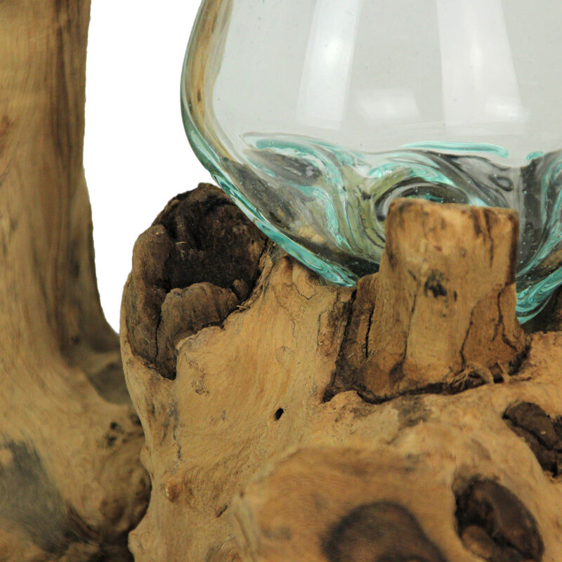 Molten Glass On Root Wood Double Decorative Bowl Vase image number 2
