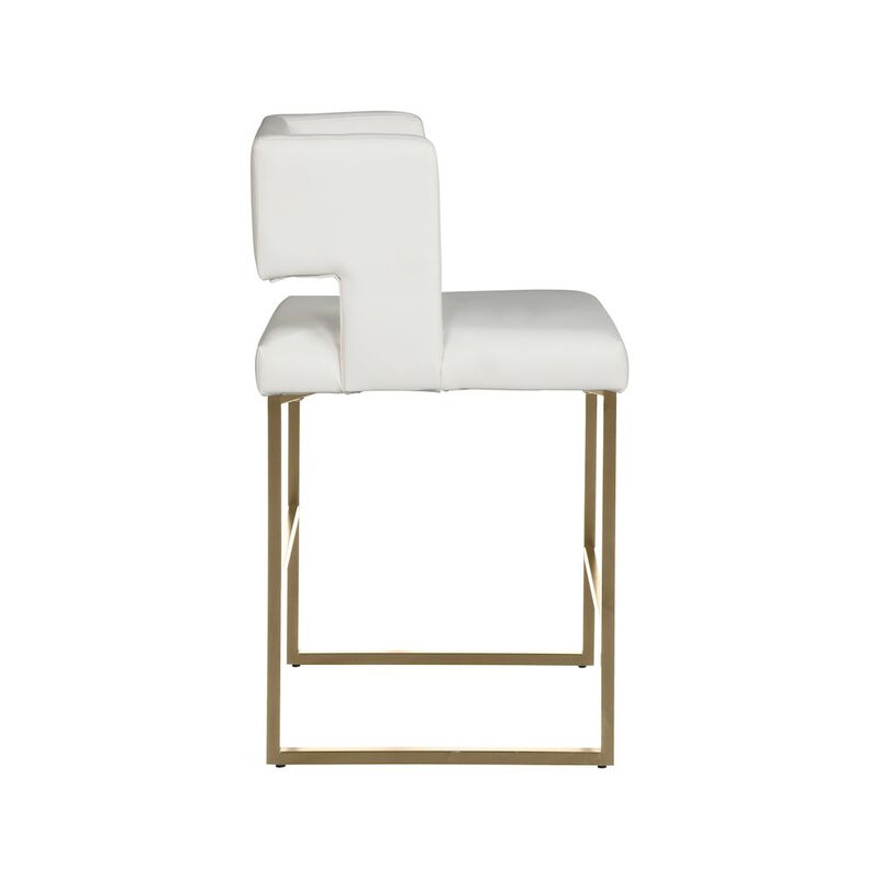 Meridian Furniture Caleb White Vegan Leather Counter Stool, Set of 2