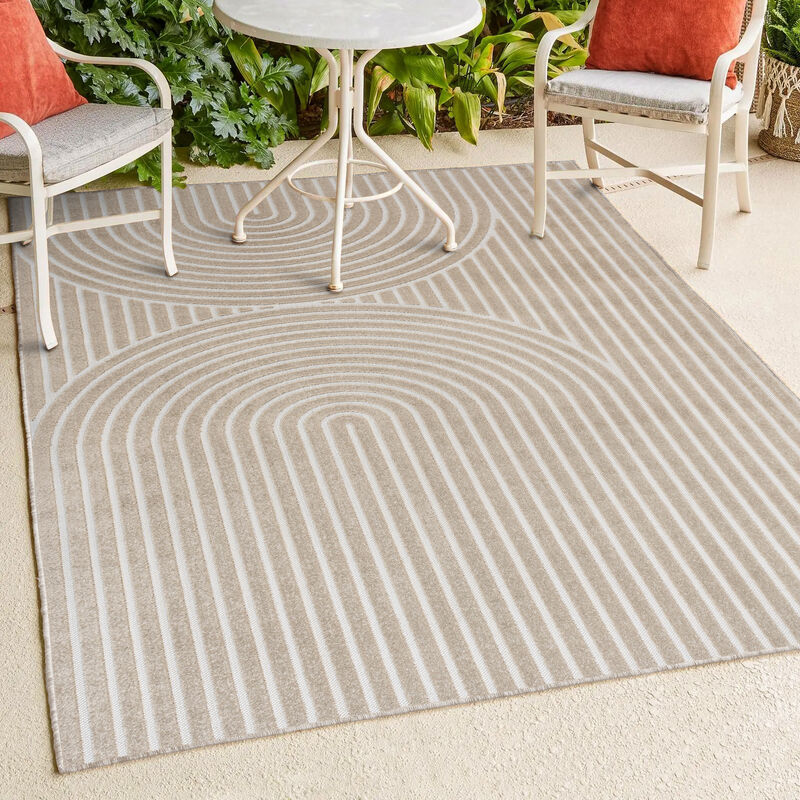 Sofia MidCentury Modern Arch Stripe Two-Tone High-Low Indoor Area Rug