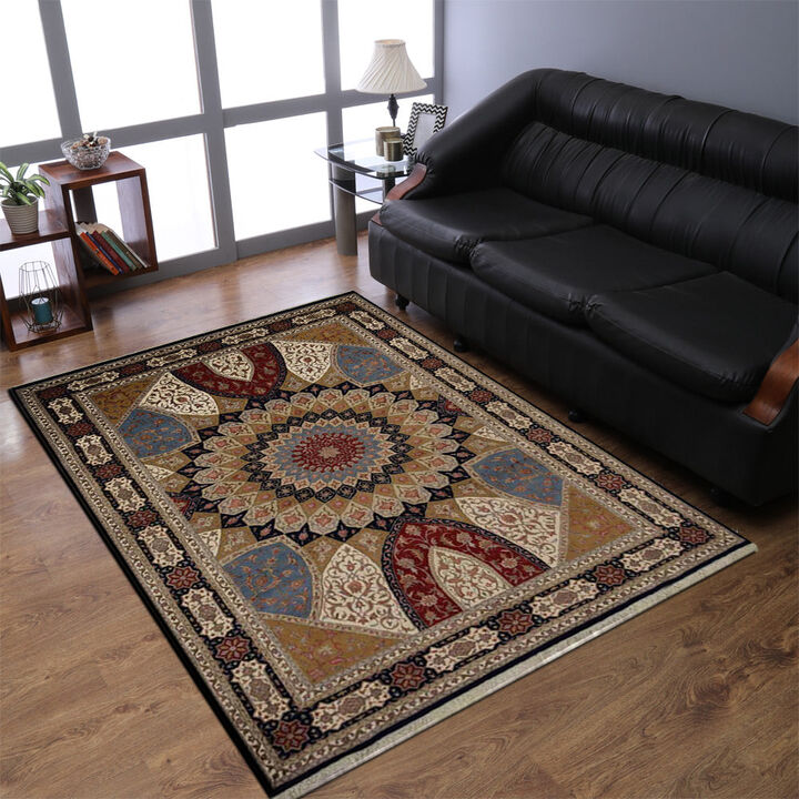 Rugsotic Carpets Hand Knotted Isfahan Wool Size Area Rug Oriental Size IF0107