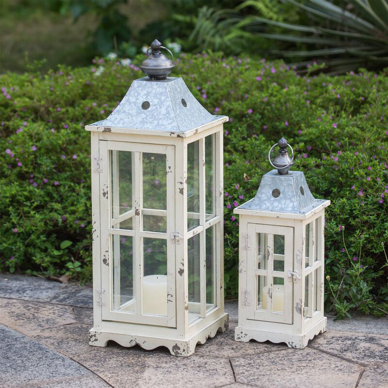 Clihome Wooden Candle Lantern Decorative Lantern Holder Decor for Outdoor, Home Garden Wedding