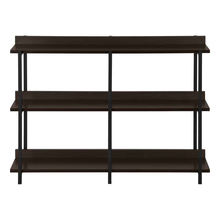HomeRoots 47" Brown and Black Wood and Metal Frame Console Table With Three Shelves