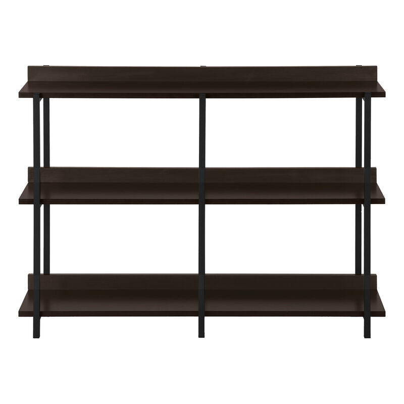 HomeRoots 47" Brown and Black Wood and Metal Frame Console Table With Three Shelves image number 0