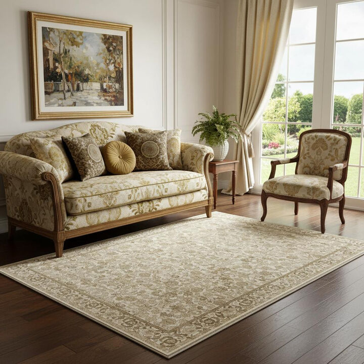 HomeRoots Floral Medallion Distressed Washable Area Rug