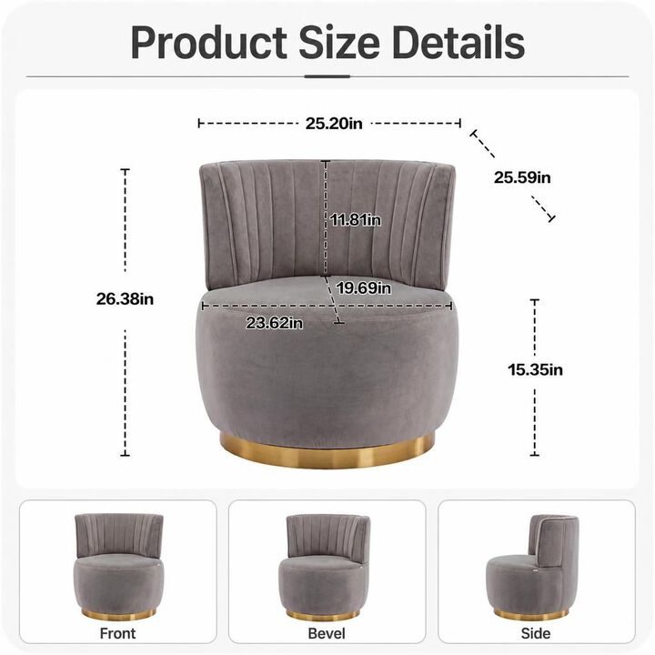 GOODSILO 360 Degree Swivel Barrel Accent Chair, Upholstered Round Armchair for Living Room, Bedroom, Office, Nursery, Lounge, Waiting Rooms
