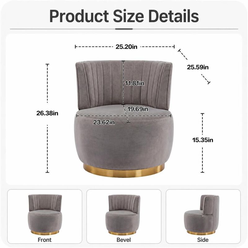 GOODSILO 360 Degree Swivel Barrel Accent Chair, Upholstered Round Armchair for Living Room, Bedroom, Office, Nursery, Lounge, Waiting Rooms image number 1
