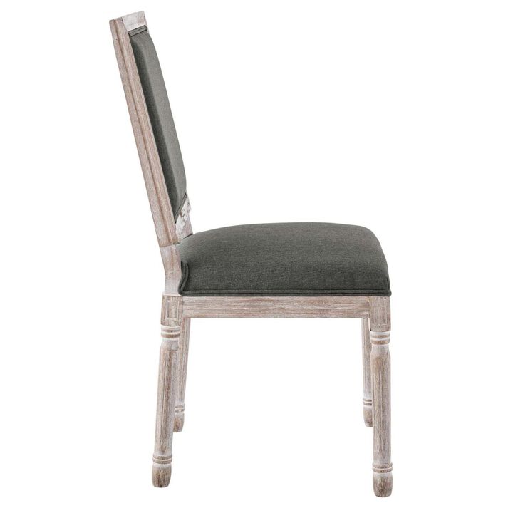 Modway Court French Vintage Upholstered Fabric Dining Chair in Natural Gray