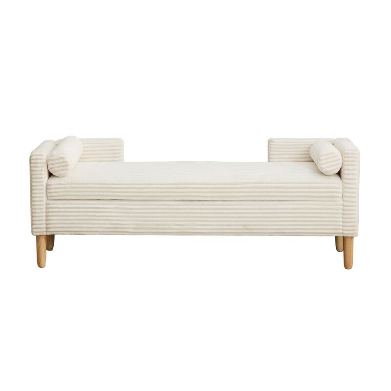 Merax Corduroy Storage Soft Bench with Armrests