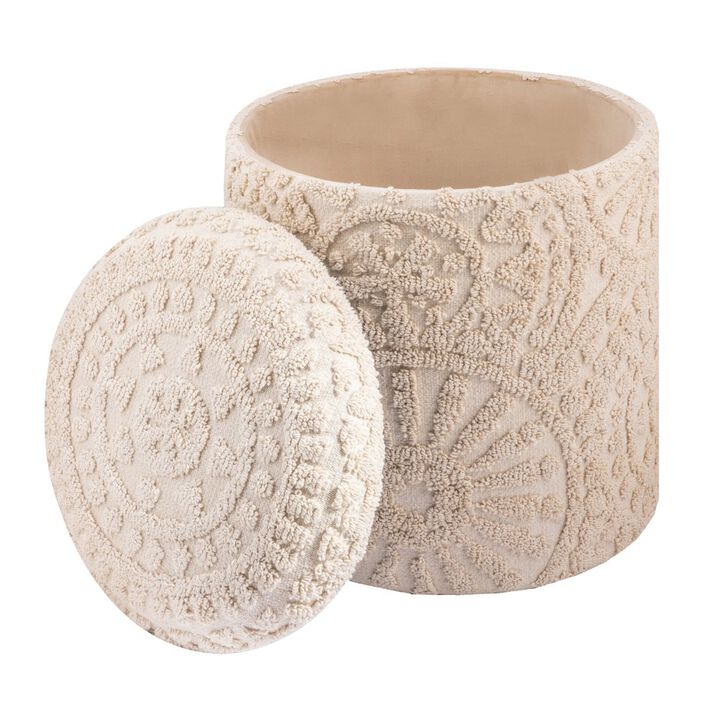 Carolina Chair & Table Handwoven Helios Cream Sunburst Storage Ottoman