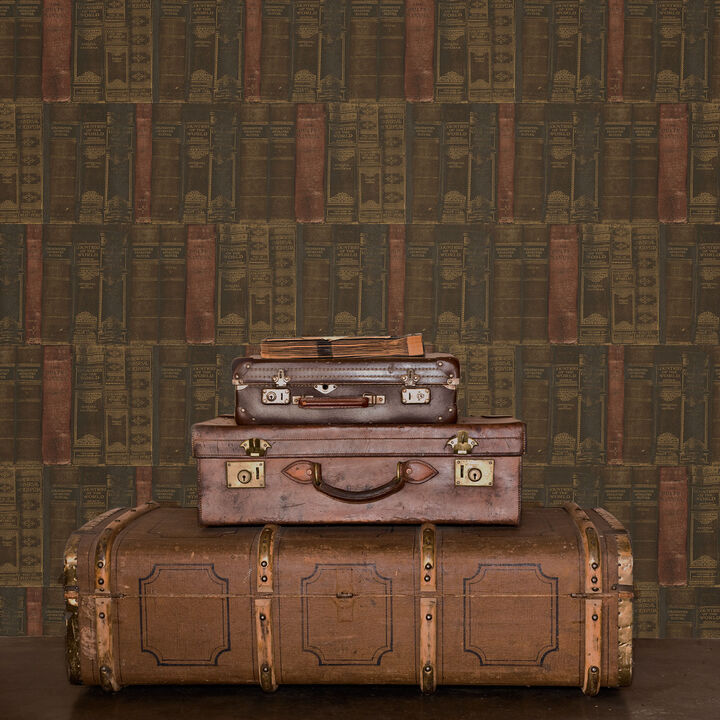 Nostalgie Library Books Bronze Brown Wallpaper G56132