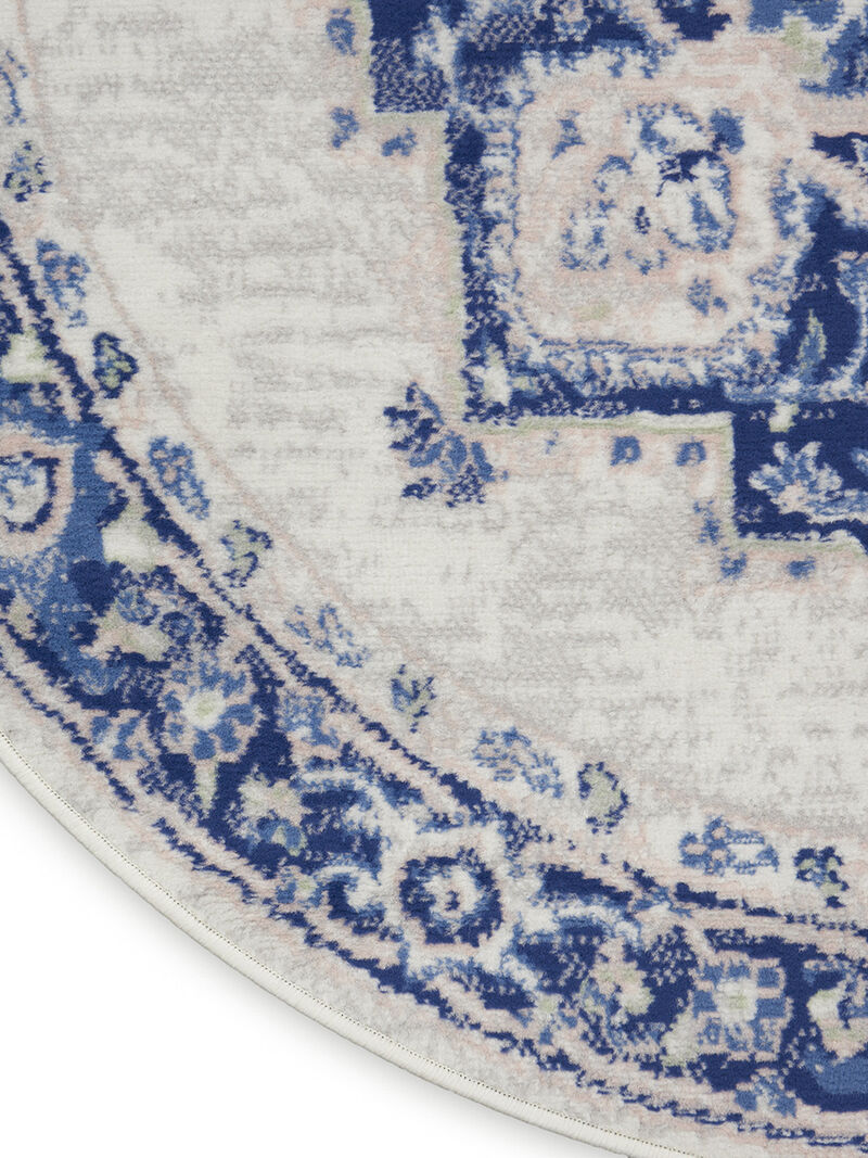 Whimsicle WHS03 Ivory/Blue 5' x Round Rug
