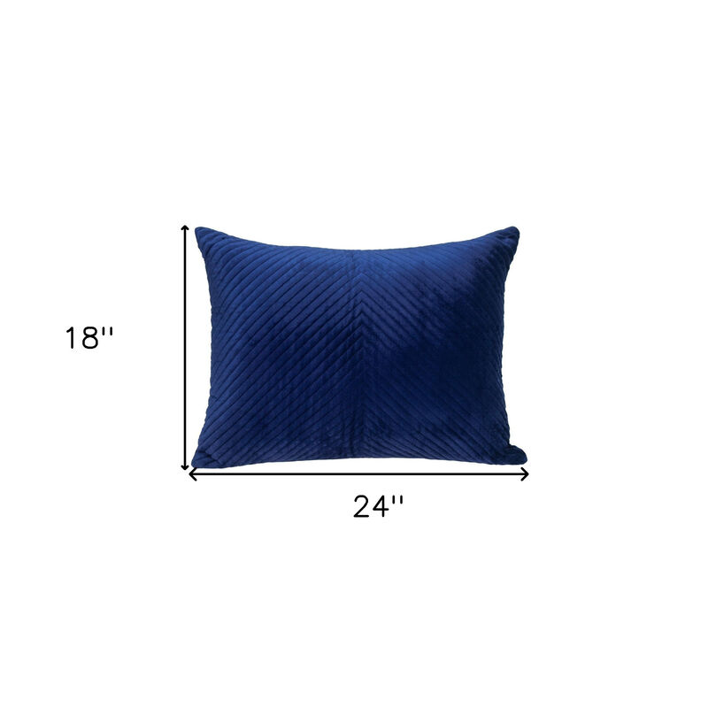 HomeRoots 18" X 24" Navy Blue Cotton Blend Throw Pillow image number 4
