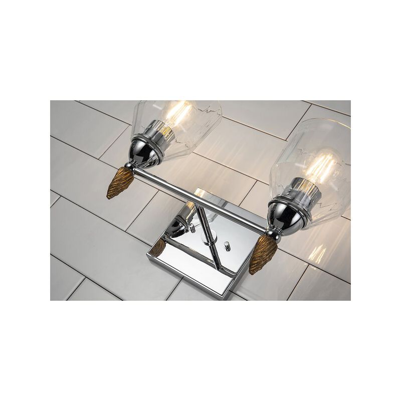 Lucas McKearn Felice 2 Light Vanity Light In Polished Chrome With Gold Accents