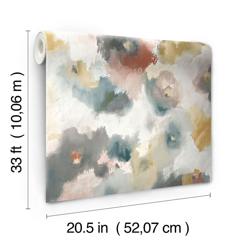 Impressionist Floral Copper & Blue Wallpaper (Double Roll) image number 5
