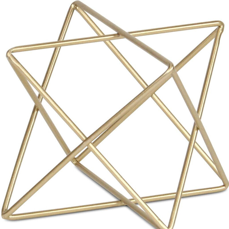 HomeRoots 6" Gold Metal Open Geometric Tabletop Sculpture image number 3