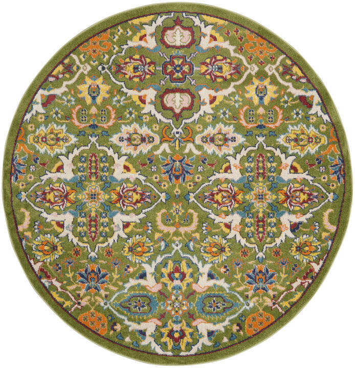 HomeRoots Round Floral Power Loom Area Rug