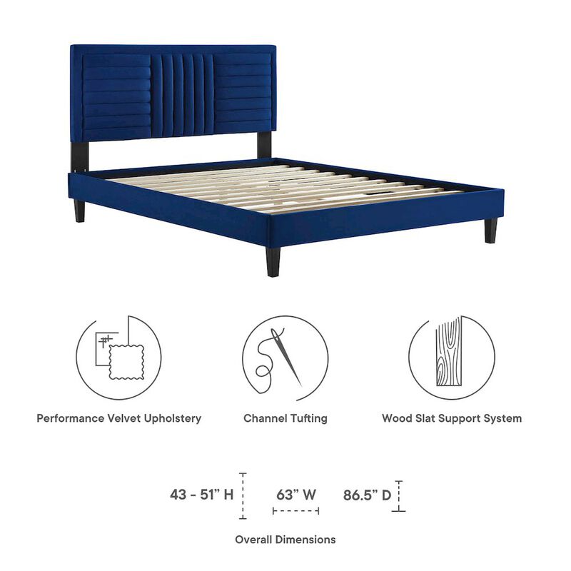 Sofia Channel Tufted Performance Velvet Full Platform Bed image number 1