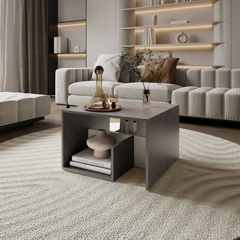 Side Table Sallis, Living Room, Onyx/White