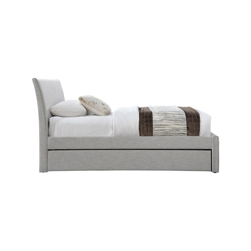 Meridian Furniture Myles Grey Linen Textured Fabric Twin Trundle Bed