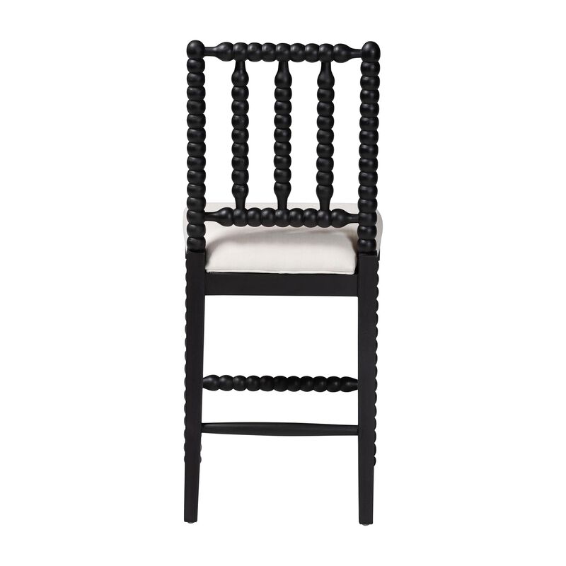 bali & pari Deya Bobbin Counter Stool - Sculptural Wood Kitchen Seating with Upholstered Seat and Spindle Back image number 3