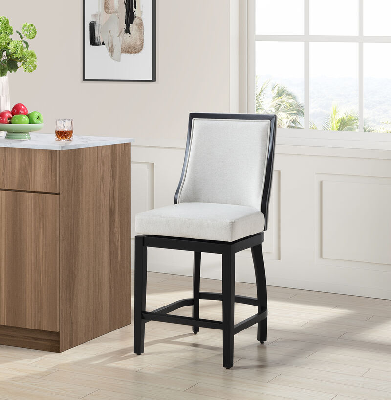 Katherine 24 in. High Back Wood 40.74 in. Swivel Counter Stool with Fabric Seat