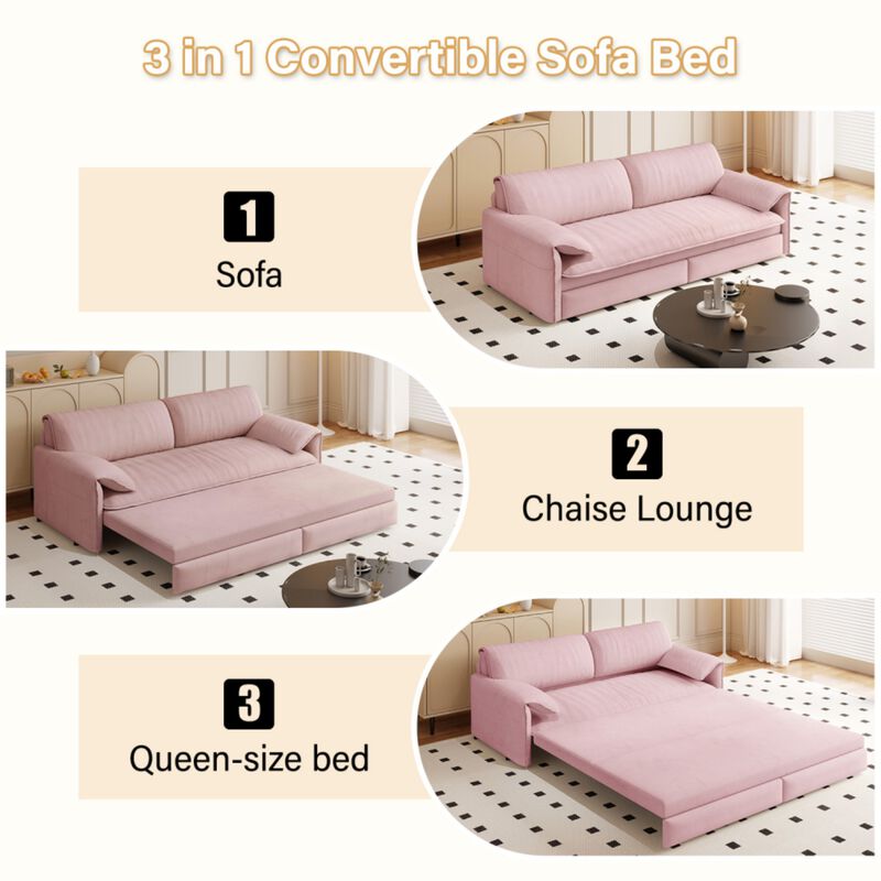 Lescet Velvet Pull‑Out Sleeper Sofa Bed image number 6