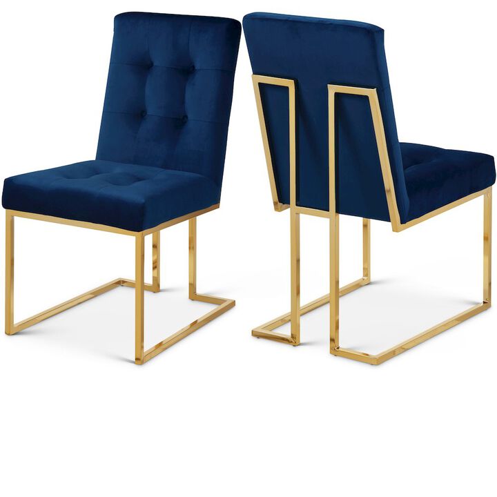 Meridian Furniture Pierre Navy Velvet Dining Chair, Set of 2