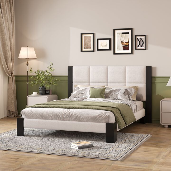 Christopher Knight Home Caius Contemporary Square-Stitched Boucle Upholstered Bed