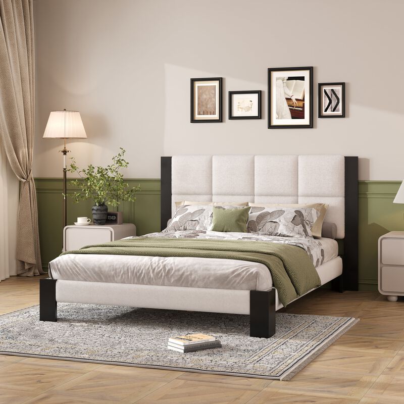 Christopher Knight Home Caius Contemporary Square-Stitched Boucle Upholstered Bed