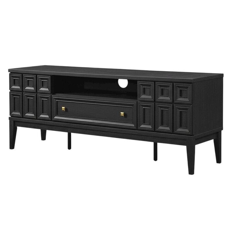 Black TV Stand with Engineered Wood Construction for Living Room Storage image number 0