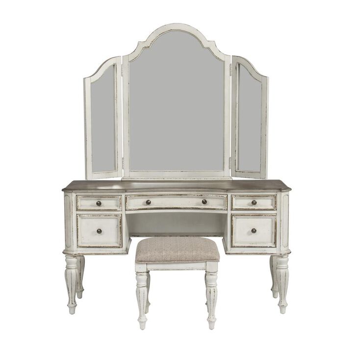 Liberty Furniture Magnolia Manor 3 Piece Vanity Set in Antique White
