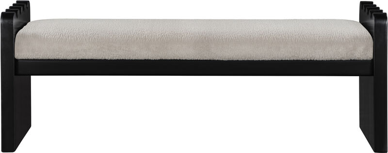 Meridian Furniture Sonia Beige Velour Fur Fabric Bench
