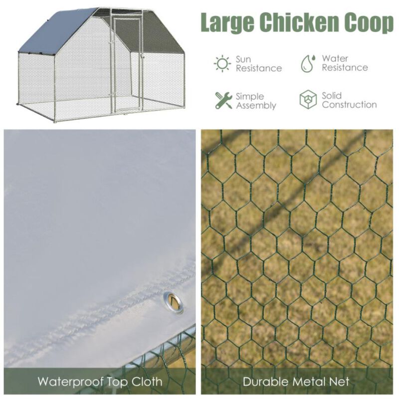 Hivvago 9.5 x 6.5 Feet Large Walk In Chicken Run Cage
