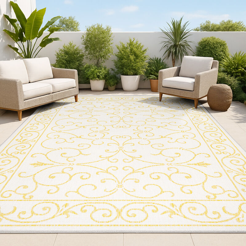 Charleston Vintage Filigree Textured Weave Indoor/Outdoor Area Rug