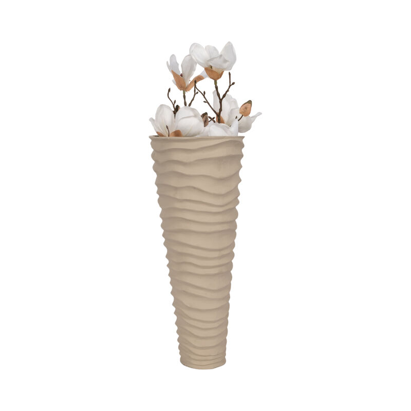 Metal 18" Rugged Vase, Ivory image number 1