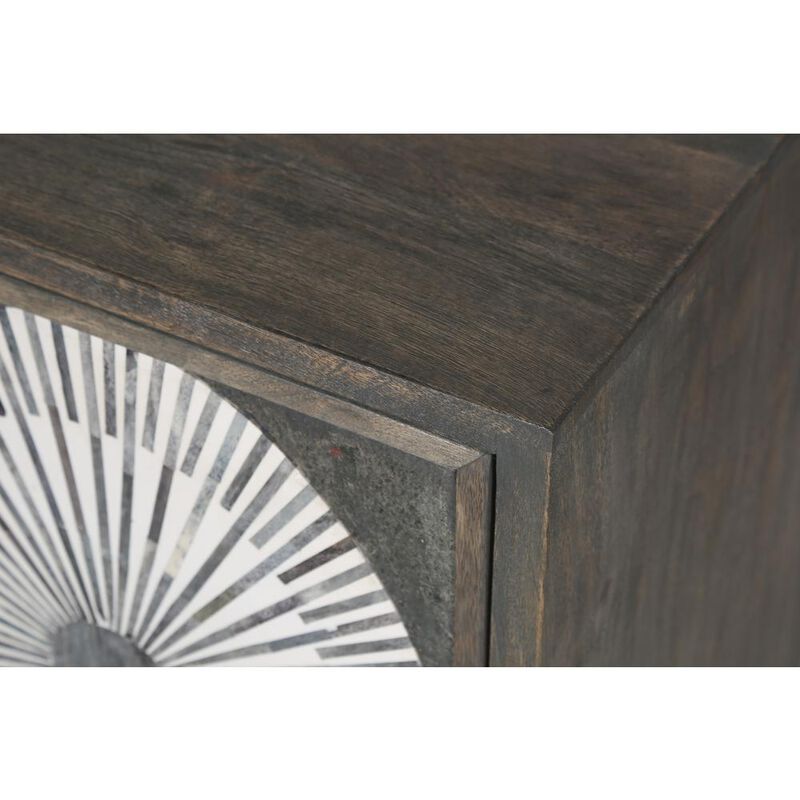World Interiors Palm Desert Modern Bone Inlay Sideboard in Vintage Gray