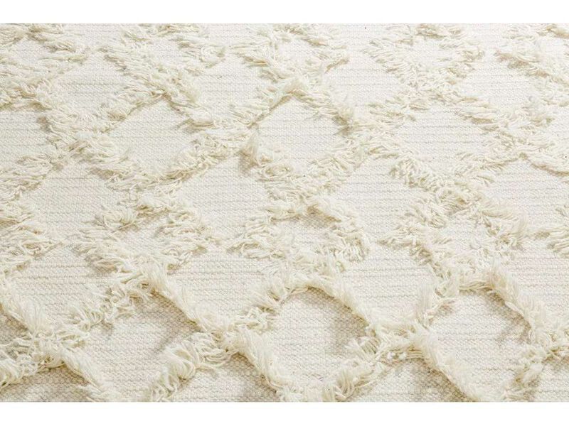 Lova Diamond Pattern Ivory Wool Rug
