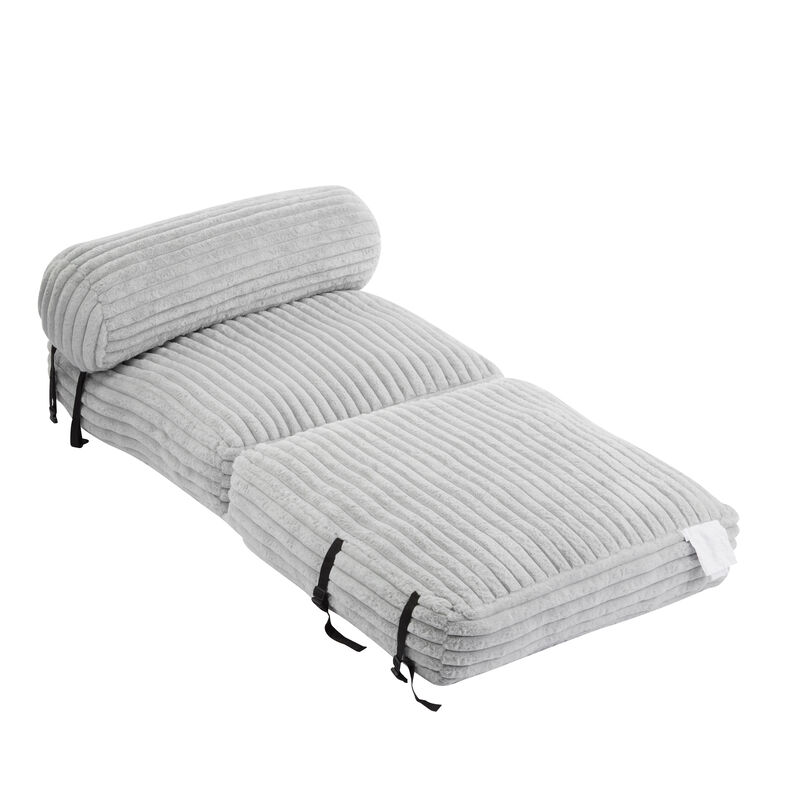 Christopher Knight Home Giichi Modern Foldable Faux Fur Bean Bag Convertible Lounge Bed with Pillow image number 4