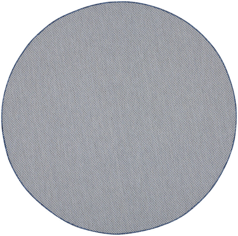 HomeRoots 6' Ivory And Blue Round Geometric Indoor Outdoor Area Rug image number 0