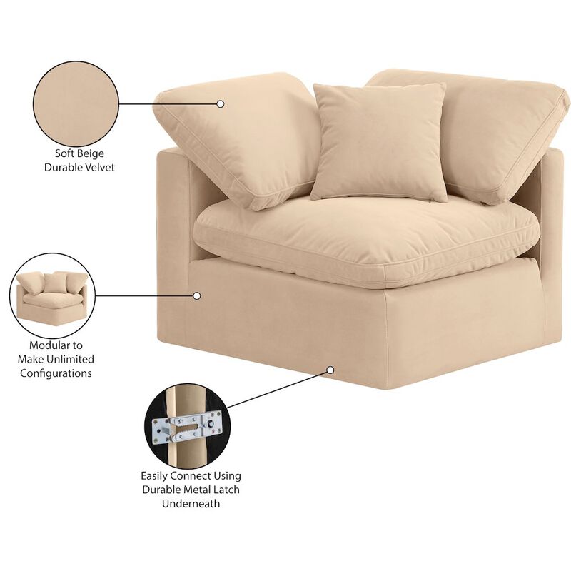 Meridian Furniture Indulge Beige Velvet Corner Chair