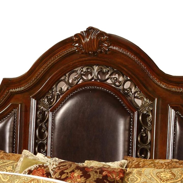Best Master Furniture Bessy Traditional Cherry Wood King Platform Bed
