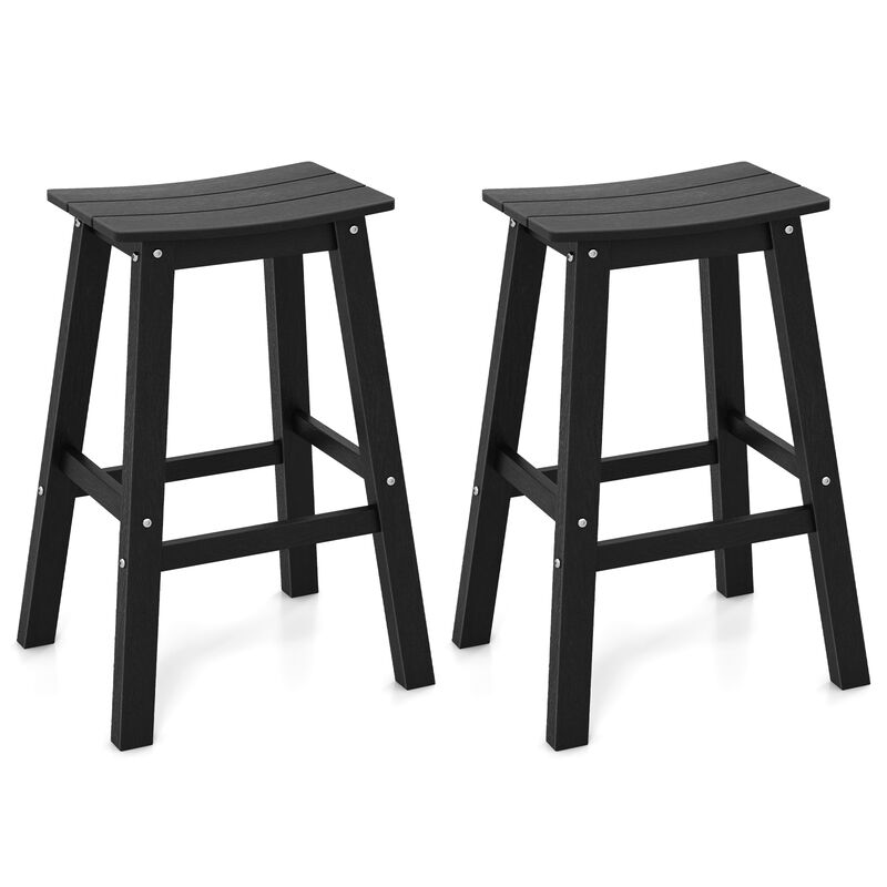 HDPE Armless Patio Bar Stools Set – Saddle Seat Outdoor Counter Chairs