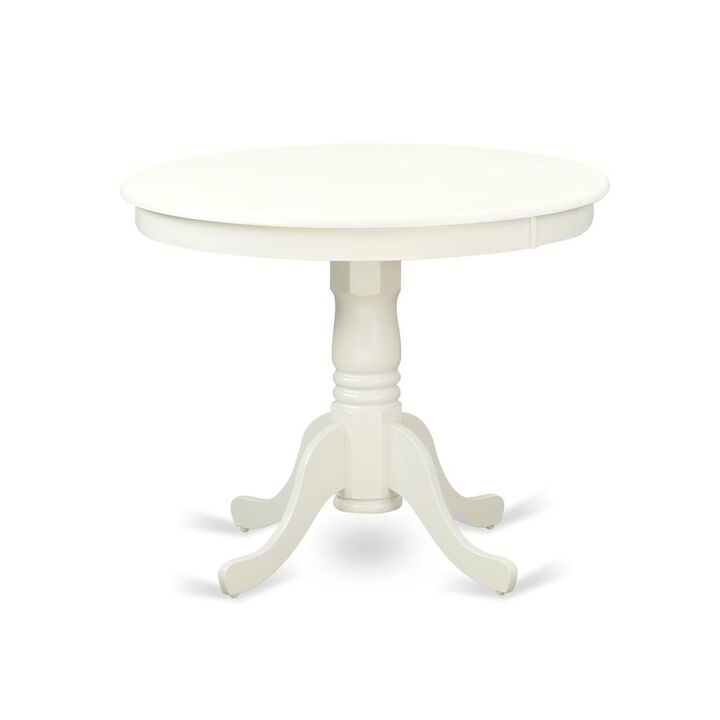 East West Furniture Antique  Table  36  Round  with  Linen  White  Finish