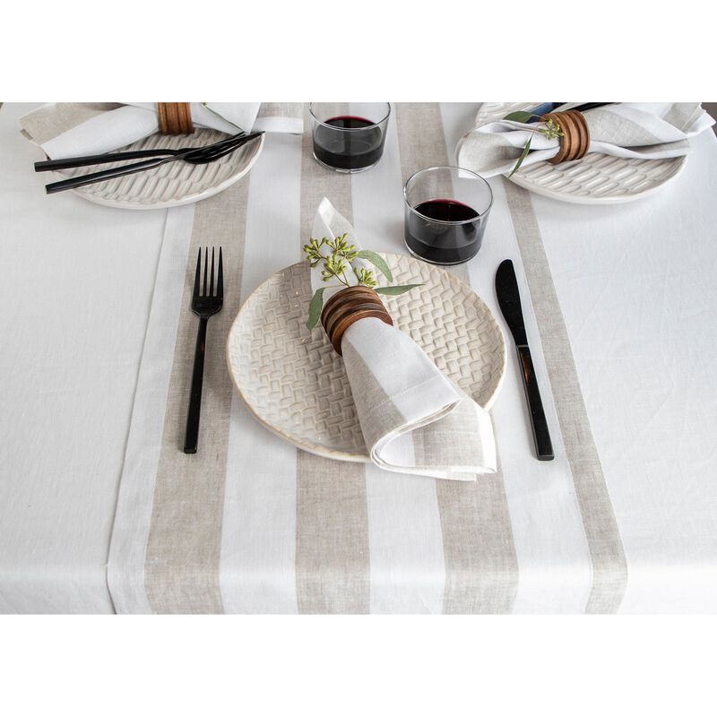 Solino Home 100% Pure Linen Table Runner - Cabana Stripe