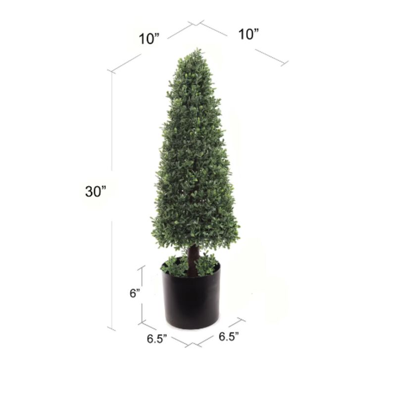 EverGreen Charm 30-Inch Pre-Potted Boxwood Cone Topiary - UV Rated Artificial Tree for Indoor/Outdoor Beauty - High Quality, Lifelike Faux Greenery Decor Perfect for Home Garden Patio, Best Selling Choice