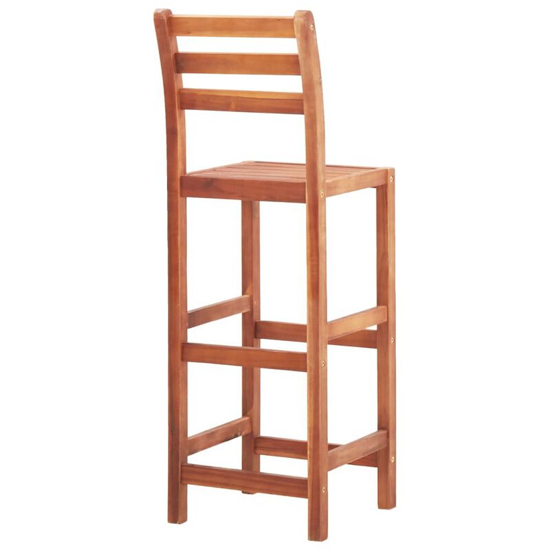 Bar Chair Set of 4 Natural wood Solid Acacia wood Medium