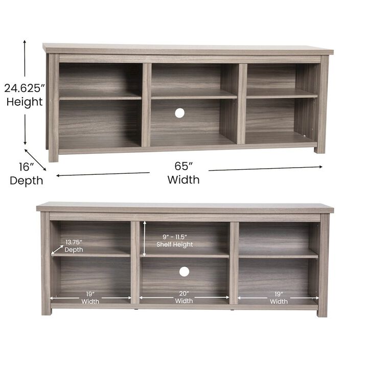 Flash Furniture Farmhouse TV Stand up to 80" TVs - 65" Engineered Wood in Gray Wash Oak Finish