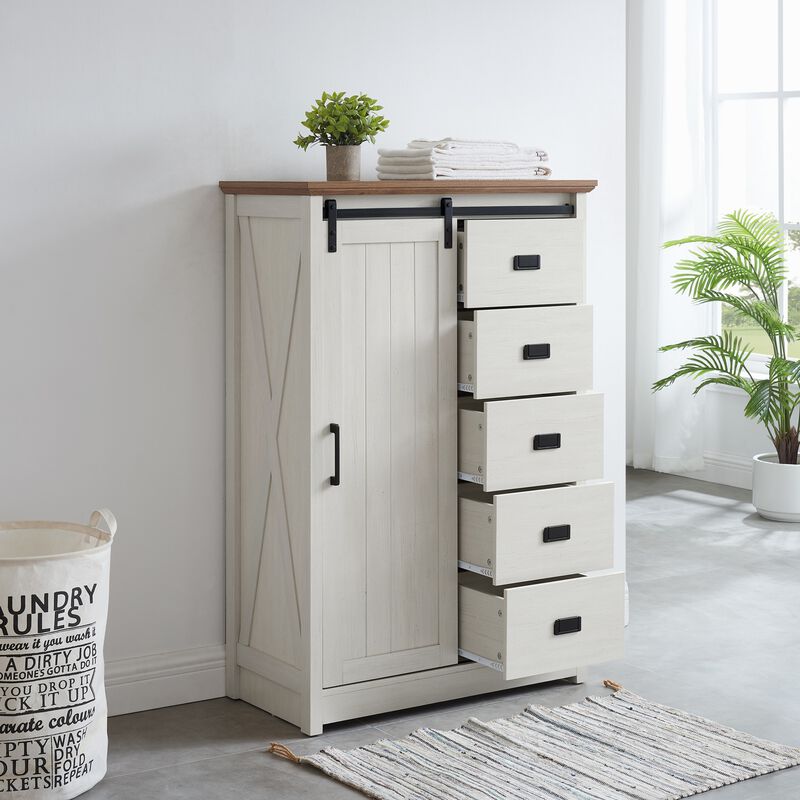47.64 in. H Accent Cabinet with 5 Drawers and 4 Shelves