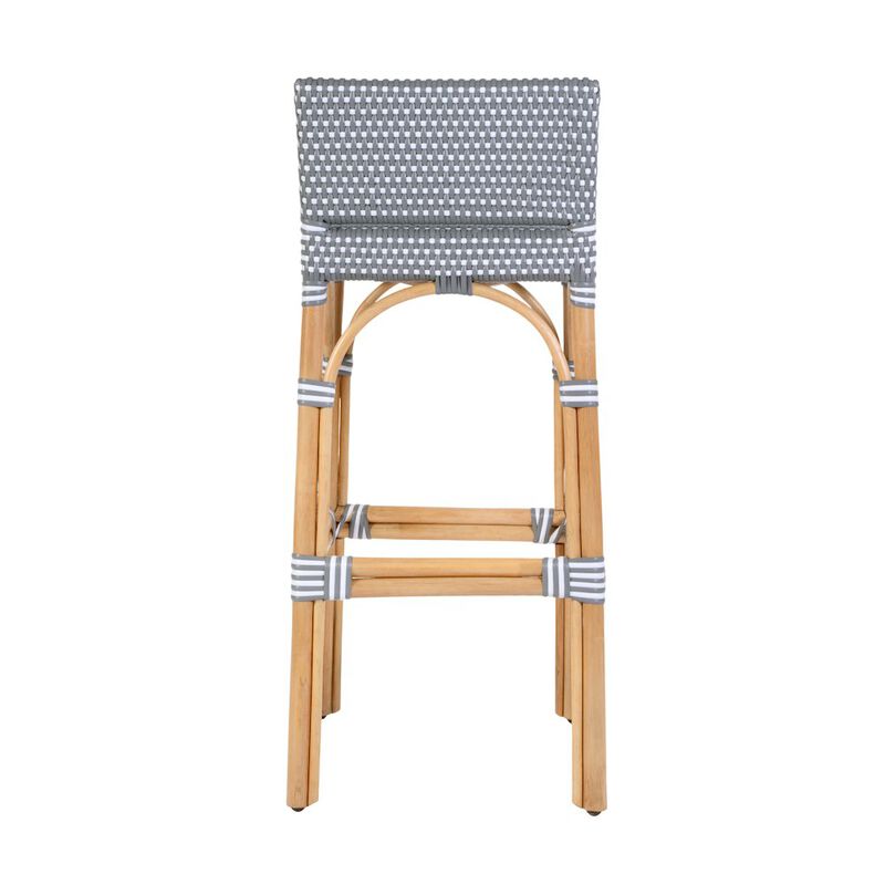 Butler Specialty Serienna 30 in. Seat Height Rectangular Rattan Low Back Bar Stool White and Gray image number 6